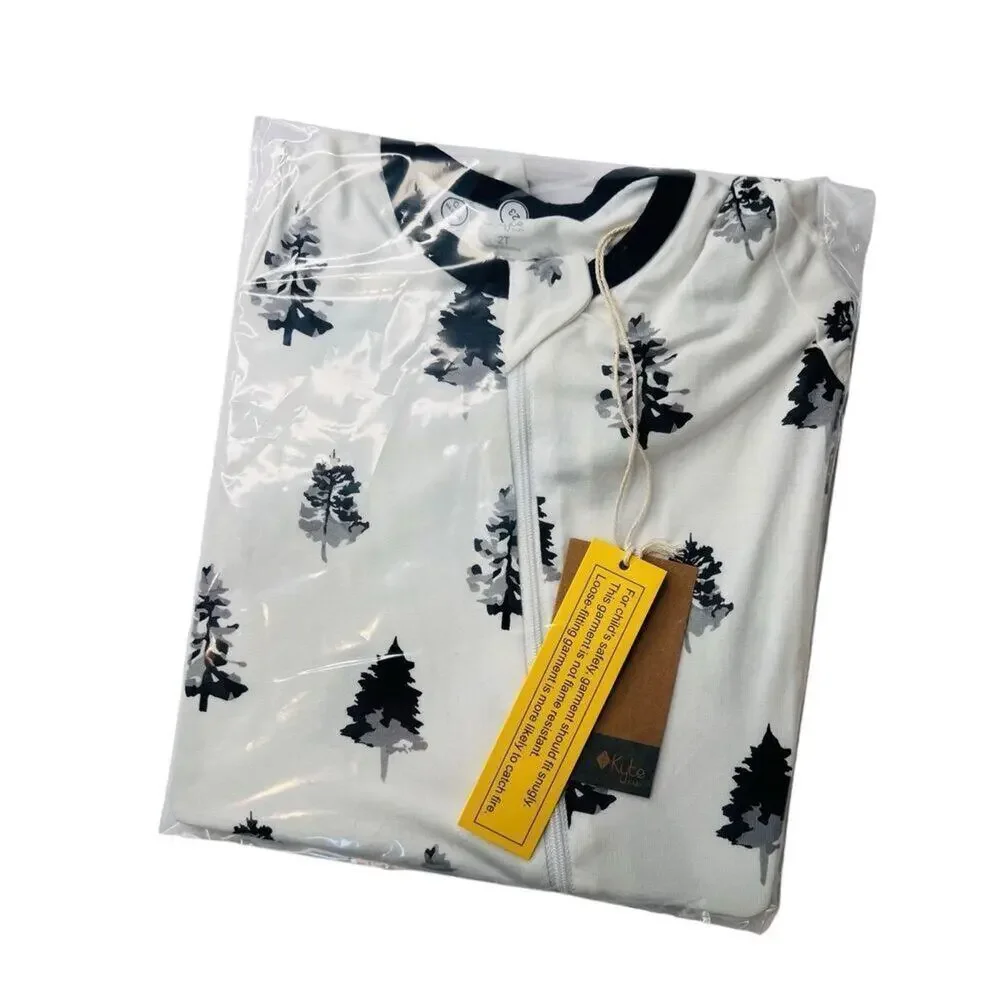 Kyte Baby Bamboo‎ Christmas Trees White Midnight Romper Longalls 2T Winter NWT